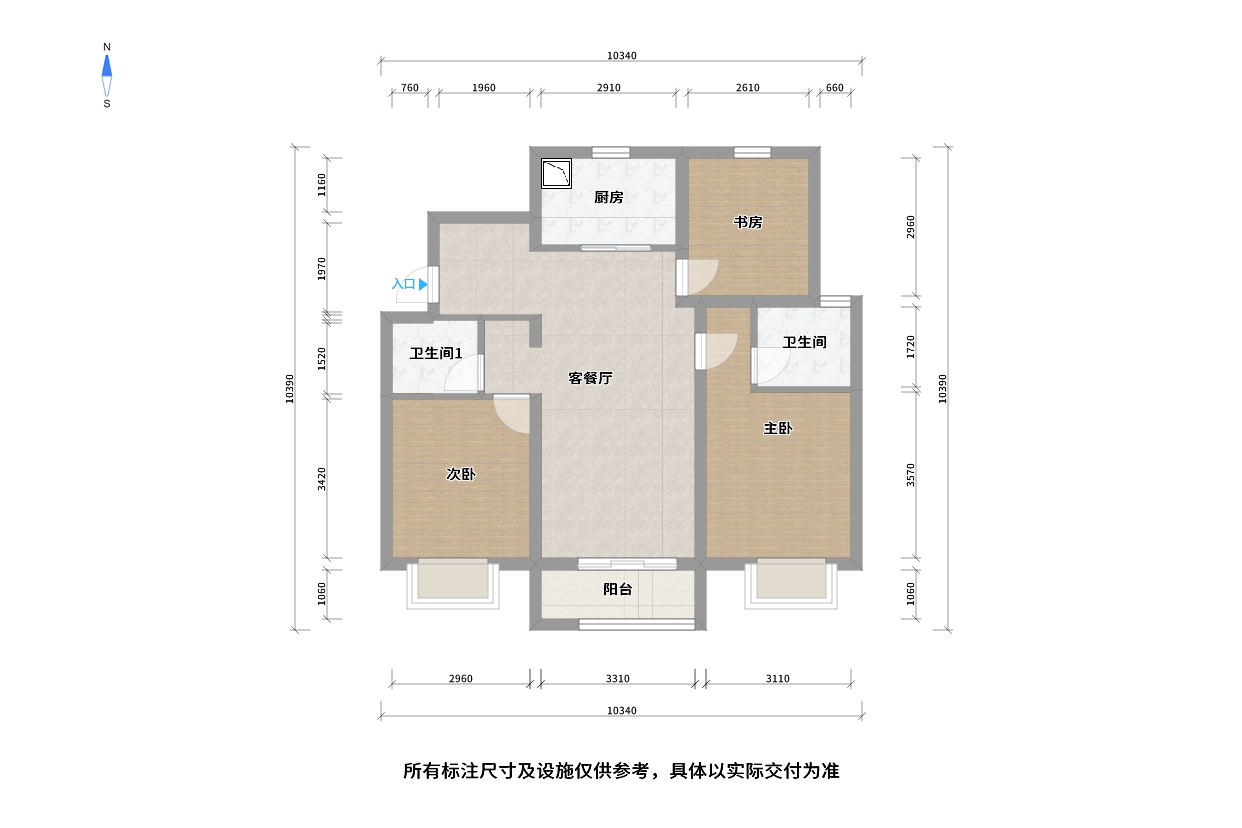 戶型3室1廳2衛1廚建築面積:120m05套內面積:74.